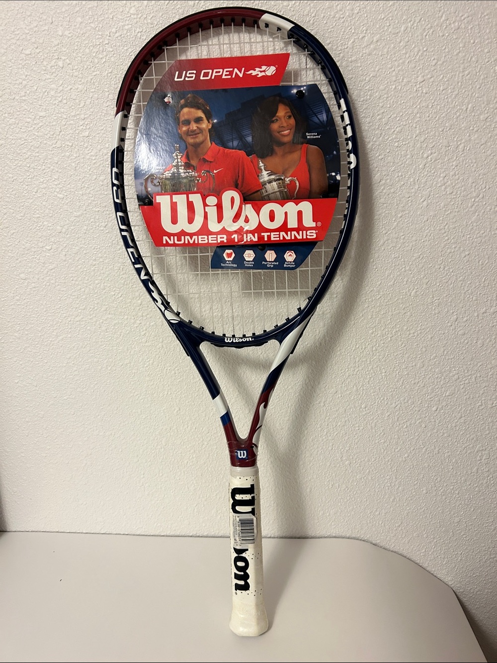 Vintage Wilson US Open Tennis Racket - Federer & Serena Graphic Insert